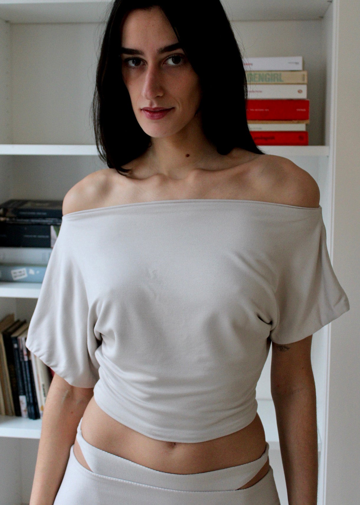 Offshoulder Top Taupe