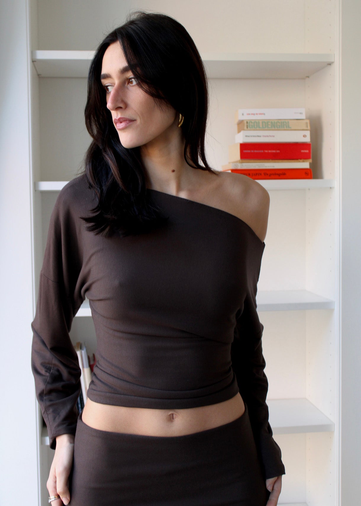 Offshoulder Top Long Chestnut