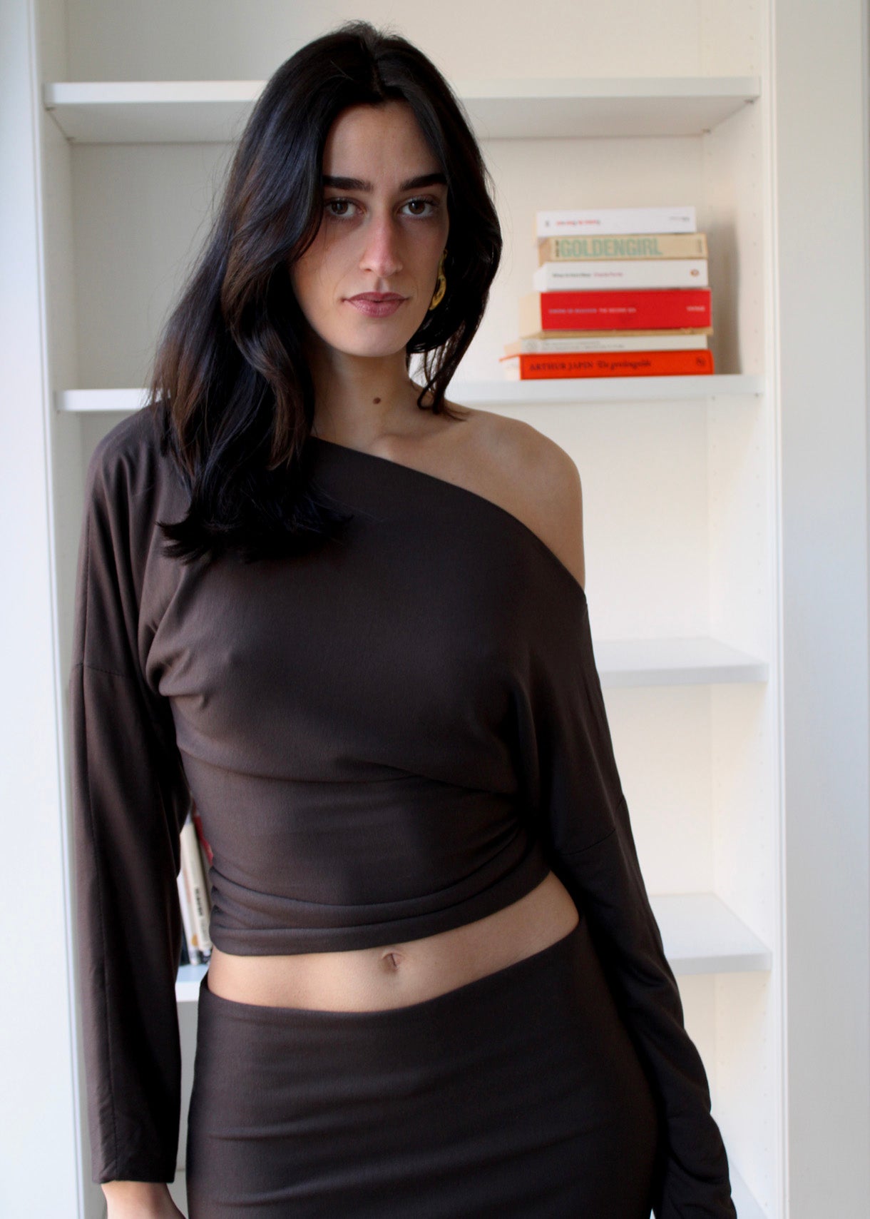 Offshoulder Top Long Chestnut