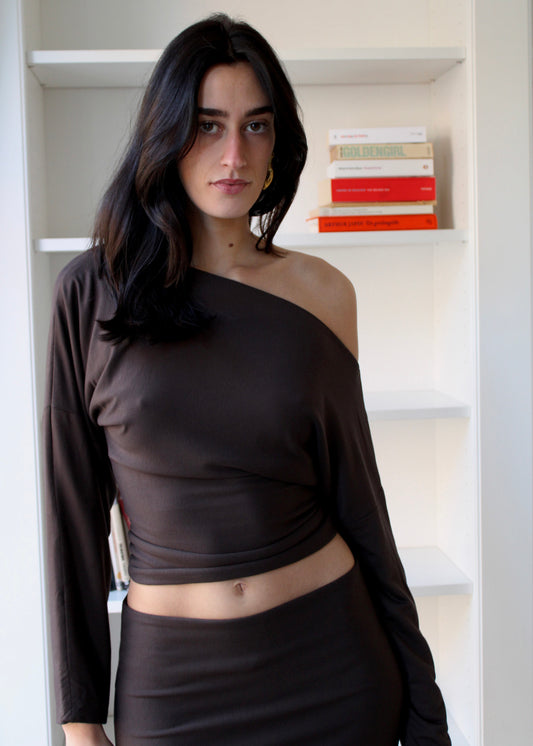 Offshoulder Top Long Chestnut