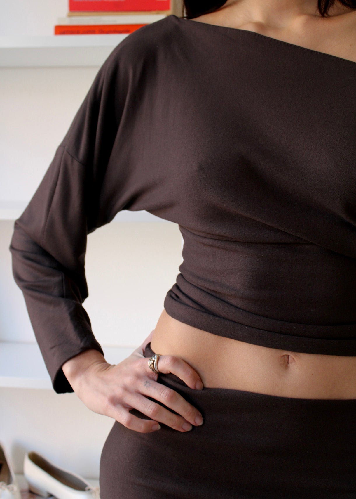 Offshoulder Top Long Chestnut